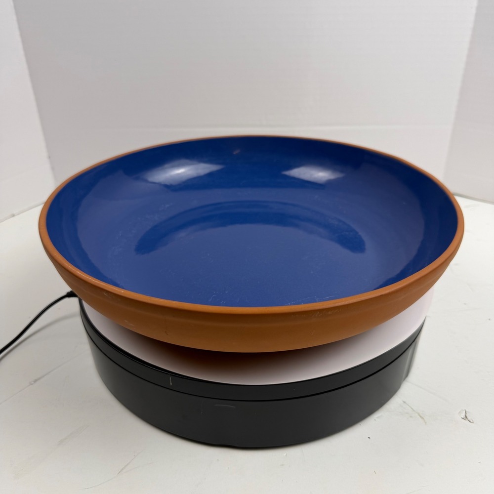 Garden Ridge Terracotta Bowl Cobalt Blue Glazed Interior Large 12.5 Inch Round